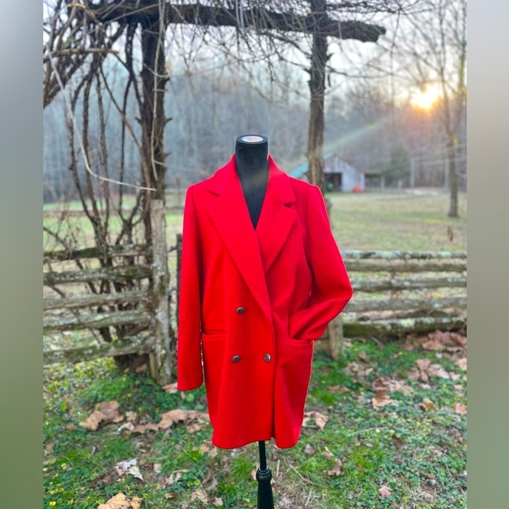 Vintage JG Hook red 100% wool Pea Coat